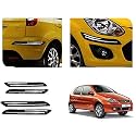Auto Beast Rubber Car Bumper Protector Guard with DoubleChrome Strip Compatible with Tata Indica Car | Car Bumper Protector Set 4