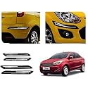 Auto Beast Rubber Car Bumper Protector Guard with Double Chrome Strip Compatible with Compatible with Aspire Car | Car Bumper Protector Set 4