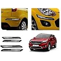Auto Beast Rubber Car Bumper Protector Guard with DoubleChrome Strip Compatible with Kia Seltos Car | Car Bumper Protector Set 4