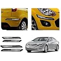 Auto Beast Rubber Car Bumper Protector Guard with DoubleChrome Strip Compatible with Sonata Car | Car Bumper Protector Set 4