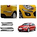 Auto Beast Rubber Car Bumper Protector Guard with DoubleChrome Strip Compatible with Volkswagen Polo Car | Car Bumper Protector Set 4