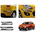 Auto Beast Rubber Car Bumper Protector Guard with DoubleChrome Strip Compatible with Mahindra KUV 100 Car | Car Bumper Protector Set 4