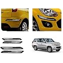 Auto Beast Rubber Car Bumper Protector Guard with DoubleChrome Strip Compatible with Mahindra TUV 300 Plus Car | Car Bumper Protector Set 4