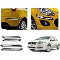 Auto Beast Rubber Car Bumper Protector Guard with DoubleChrome Strip Compatible with Linea Classic Car | Car Bumper Protector Set 4