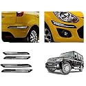 Auto Beast Rubber Car Bumper Protector Guard with DoubleChrome Strip Compatible with Mahindra Bolero Car | Car Bumper Protector Set 4