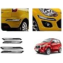 Auto Beast Rubber Car Bumper Protector Guard with DoubleChrome Strip Compatible with Mahindra Reva E20 Car | Car Bumper Protector Set 4