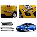Auto Beast Rubber Car Bumper Protector Guard with DoubleChrome Strip Compatible with Compatible withd Fiesta New Car | Car Bumper Protector Set 4