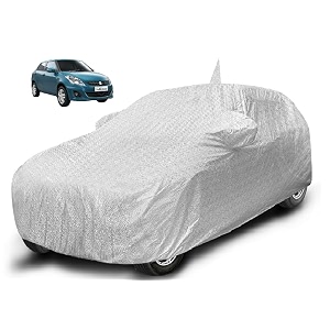 auto hub waterproof car cover compatible with maruti swift dzire model  2008-2017 with mirror amp antenna pocket soft cotton lining waterproof swift dzire car cover- metallic silver