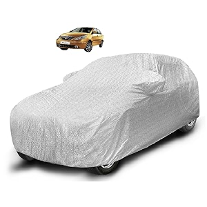 auto hub waterproof car cover compatible with tata manza model  2009-2016 with mirror pocket soft cotton lining waterproof manza car cover- metallic silver