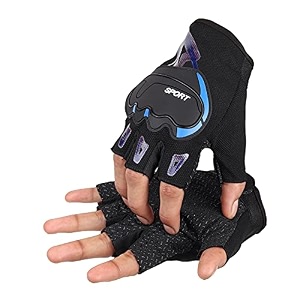 auto hub bike riding cycling sports gloves for men amp women-material polyester nylon color blue half finger gloves -large 1 set