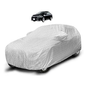 auto hub waterproof car cover compatible with camry new with mirror pocket soft cotton lining waterproof camry car cover- metallic silver