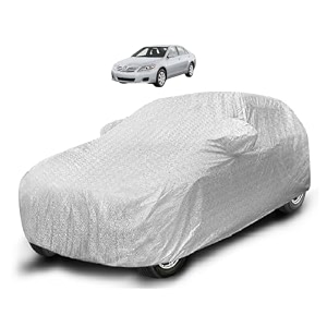 auto hub waterproof car cover compatible with camry old with mirror pocket soft cotton lining waterproof camry car cover- metallic silver