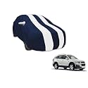 Auto Hub Car Cover Compatible with Chevrolet Captiva with Mirror Pocket, Water Resistant, Triple Stitched, Captiva Car Cover- Navy-White