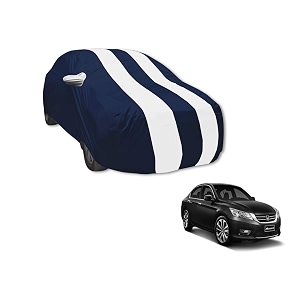 auto hub car cover compatible with accord model  2003-2016 with mirror pocket water resistant triple stitched accord car cover- navy-white