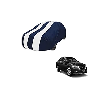 auto hub car cover compatible with accord model  2003-2016 with mirror pocket weather proof triple stitched accord car cover- navy-white
