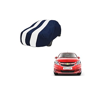 auto hub car cover compatible with chevrolet uva with mirror pocket weather proof triple stitched uva car cover- navy-white