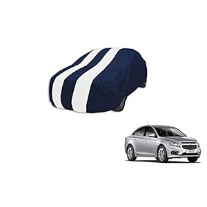 auto hub car cover compatible with chevrolet cruze with mirror pocket weather proof triple stitched cruze car cover- navy-white
