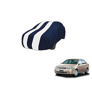 auto hub car cover compatible with chevrolet optra with mirror pocket weather proof triple stitched optra car cover- navy-white