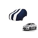 Auto Hub Car Cover Compatible with Corolla Altis (Model : 2007-2017) with Mirror Pocket, Weather Proof, Triple Stitched, Corolla Altis Car Cover- Navy-White