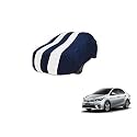 Auto Hub Car Cover Compatible with Corolla Altis with Mirror Pocket, Weather Proof, Triple Stitched, Corolla Altis Car Cover- Navy-White