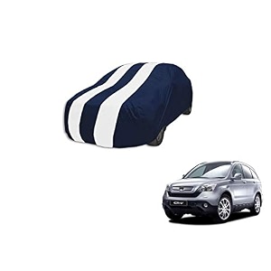 auto hub car cover compatible with cr-v with mirror pocket weather proof triple stitched cr-v car cover- navy-white