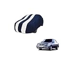 Auto Hub Car Cover Compatible with Daewoo Cielo with Mirror Pocket, Weather Proof, Triple Stitched, Cielo Car Cover- Navy-White