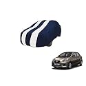 Auto Hub Car Cover Compatible with Datsun Go with Mirror Pocket, Weather Proof, Triple Stitched, Datsun Go Car Cover- Navy-White