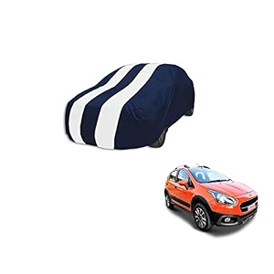 auto hub car cover compatible with fiat avventura with mirror pocket weather proof triple stitched avventura car cover- navy-white