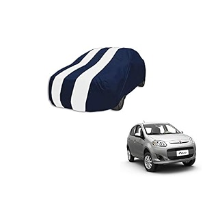 auto hub car cover compatible with fiat palio with mirror pocket weather proof triple stitched palio car cover- navy-white