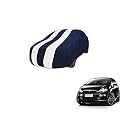 Auto Hub Car Cover Compatible with Fiat Punto Evo with Mirror Pocket, Weather Proof, Triple Stitched, Punto Evo Car Cover- Navy-White