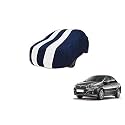 Auto Hub Car Cover Compatible with Fiat Linea with Mirror Pocket, Weather Proof, Triple Stitched, Linea Car Cover- Navy-White