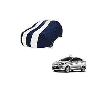 auto hub car cover compatible with fiesta new with mirror pocket weather proof triple stitched fiesta car cover- navy-white