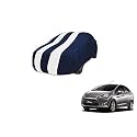 Auto Hub Car Cover Compatible with Fiesta Old with Mirror Pocket, Weather Proof, Triple Stitched, Fiesta Car Cover- Navy-White