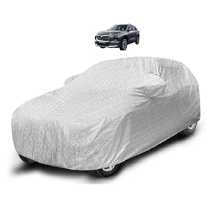 auto hub waterproof car cover compatible with grand vitara with mirror pocket soft cotton lining waterproof grand vitara car cover- metallic silver