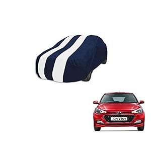 auto hub car cover compatible with hyundai elite i20 with mirror pocket weather proof triple stitched elite i20 car cover- navy-white