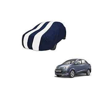 auto hub car cover compatible with hyundai xcent with mirror pocket weather proof triple stitched xcent car cover- navy-white