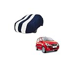 Auto Hub Car Cover Compatible with Hyundai Getz with Mirror Pocket, Weather Proof, Triple Stitched, Getz Car Cover- Navy-White
