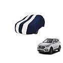 Auto Hub Car Cover Compatible with Hyundai Santafe with Mirror Pocket, Weather Proof, Triple Stitched, Santafe Car Cover- Navy-White