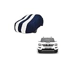 Auto Hub Car Cover Compatible with Mahindra Scorpio (Model : 2015-Till Date) with Mirror Pocket, Weather Proof, Triple Stitched, Scorpio Car Cover- Navy-White