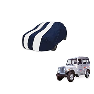 auto hub car cover compatible with marshal with mirror pocket weather proof triple stitched marshal car cover- navy-white