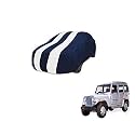 Auto Hub Car Cover Compatible with Marshal with Mirror Pocket, Weather Proof, Triple Stitched, Marshal Car Cover- Navy-White