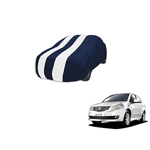 auto hub car cover compatible with maruti sx4 with mirror pocket weather proof triple stitched sx4 car cover- navy-white