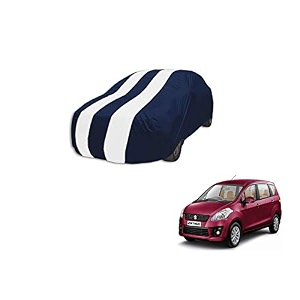 auto hub car cover compatible with maruti ertiga model  2012-2018 with mirror pocket weather proof triple stitched ertiga car cover- navy-white
