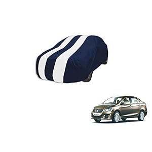 auto hub car cover compatible with maruti ciaz with mirror pocket weather proof triple stitched ciaz car cover- navy-white