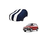 Auto Hub Car Cover Compatible with Maruti 800 with Mirror Pocket, Weather Proof, Triple Stitched, 800 Car Cover- Navy-White