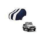 Auto Hub Car Cover Compatible with Maruti Gypsy with Mirror Pocket, Weather Proof, Triple Stitched, Gypsy Car Cover- Navy-White