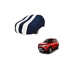 Auto Hub Car Cover Compatible with Maruti Vitara Brezza (Model : 2015-2021) with Mirror Pocket, Weather Proof, Triple Stitched, Vitara Brezza Car Cover- Navy-White