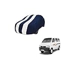 Auto Hub Car Cover Compatible with Maruti Eeco with Mirror Pocket, Weather Proof, Triple Stitched, Eeco Car Cover- Navy-White