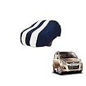 Auto Hub Car Cover Compatible with Maruti WagonR Old with Mirror Pocket, Weather Proof, Triple Stitched, WagonR Car Cover- Navy-White