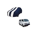 Auto Hub Car Cover Compatible with Maruti Omni with Mirror Pocket, Weather Proof, Triple Stitched, Omni Car Cover- Navy-White